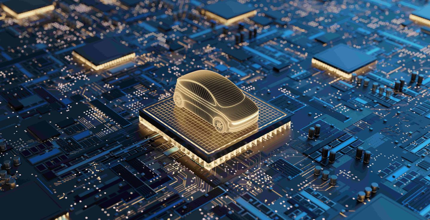 Artificial Intelligence Technology in Autonomous Driving, Future Car Software Technology. Self-Driving Car, Autonomous Vehicle, Driverless Car, Robo-Car, 3D illustration, 3D rendering.