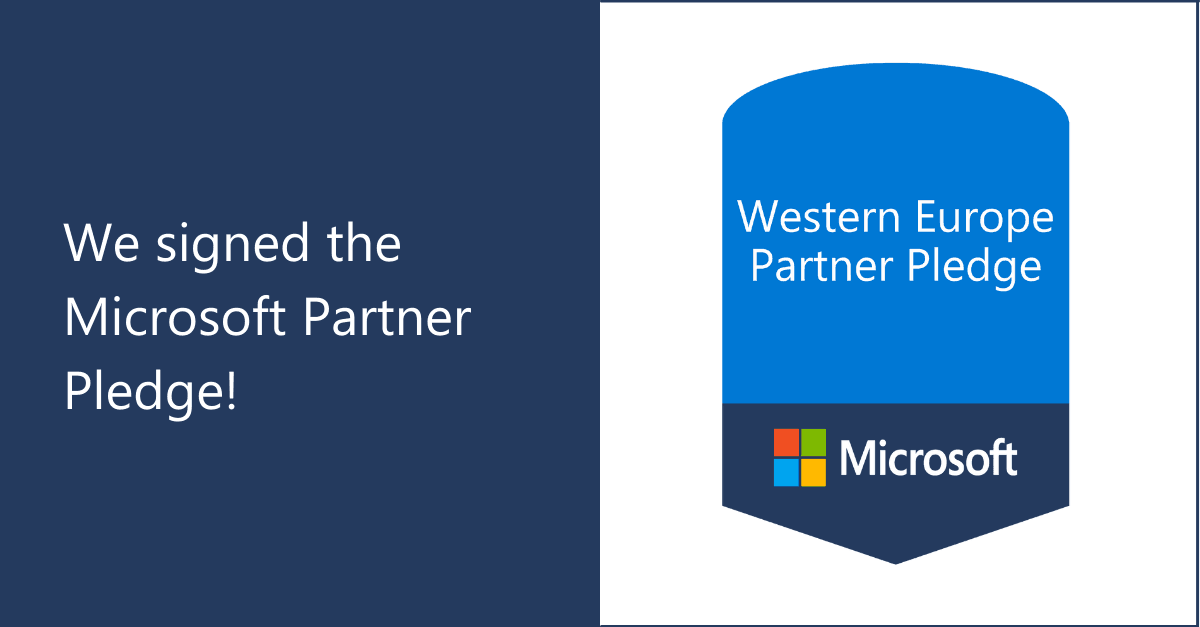 We signed the Microsoft Partner Pledge! This image attests this with a Microsoft Western Europe Partner Pledge badge.