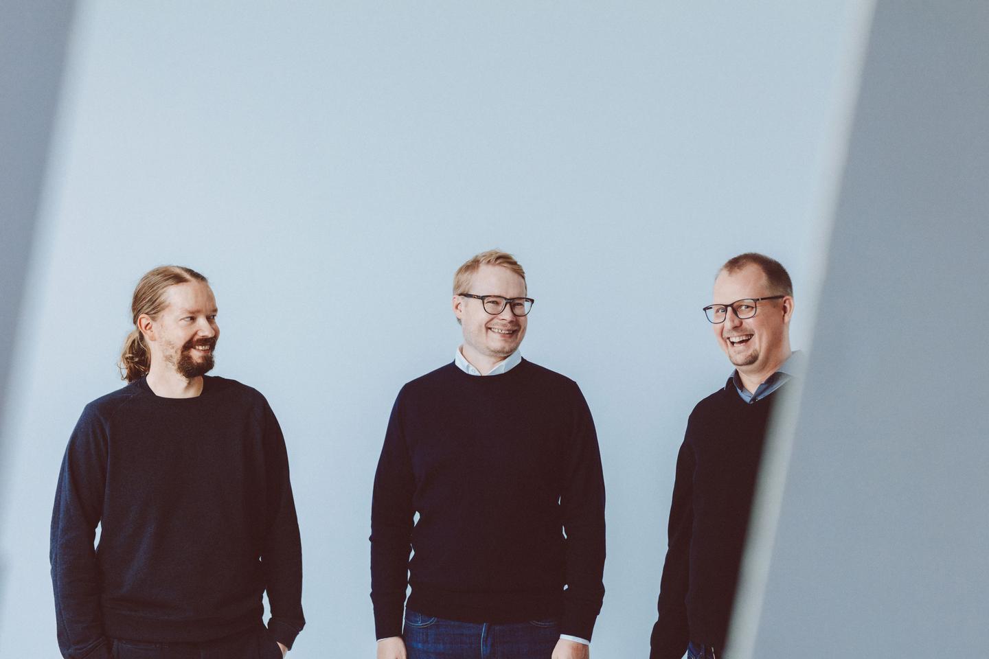 A picture of the Vuono Group founders: Rantakari, Kronholm, Moisala